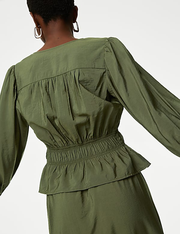 Textured Smock Detail Blouse