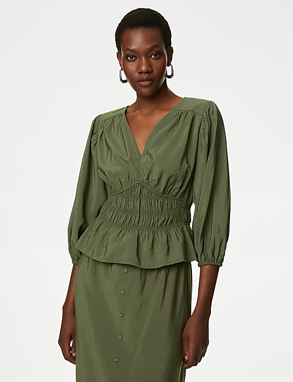 Textured Smock Detail Blouse