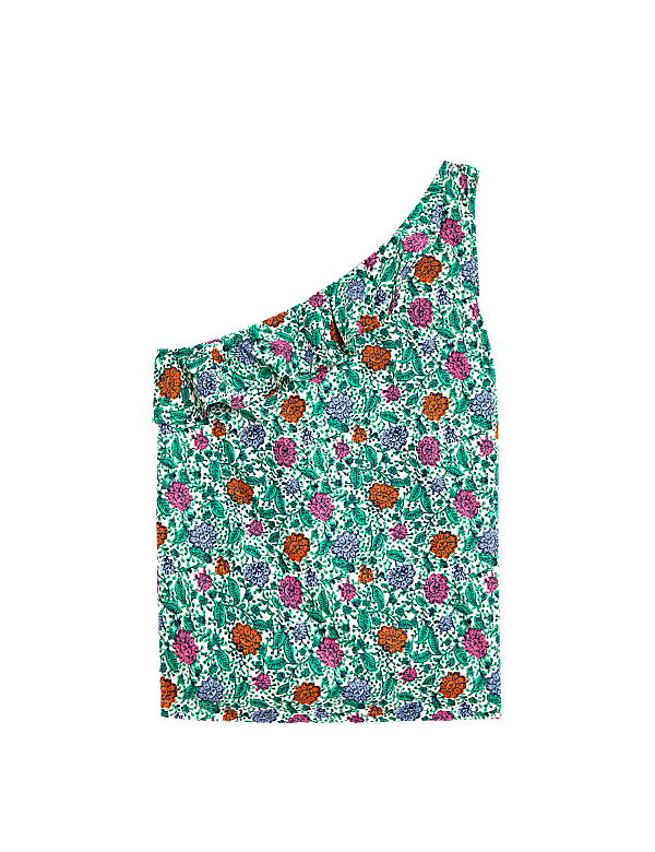 Pure Cotton Frill Detail One Shoulder Top
