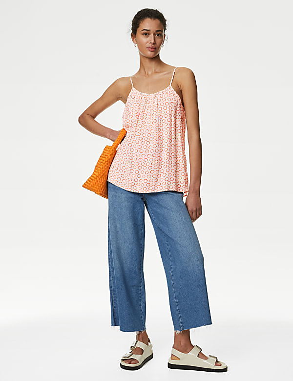 Printed Round Neck Cami Top - RO