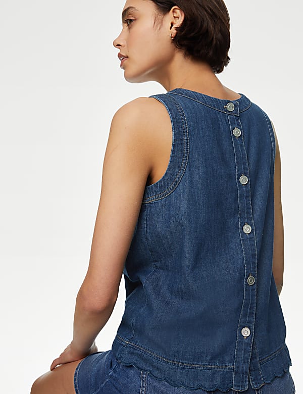 Denim Crew Neck Vest Top