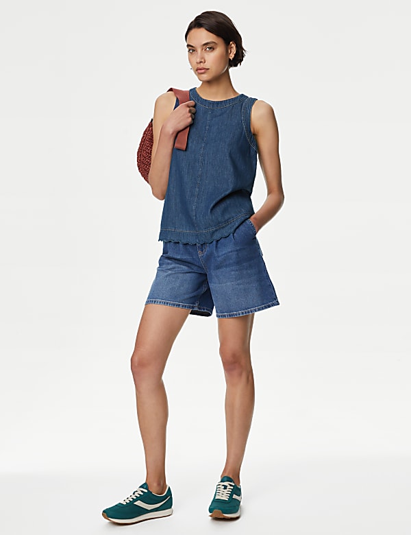 Denim Crew Neck Vest Top