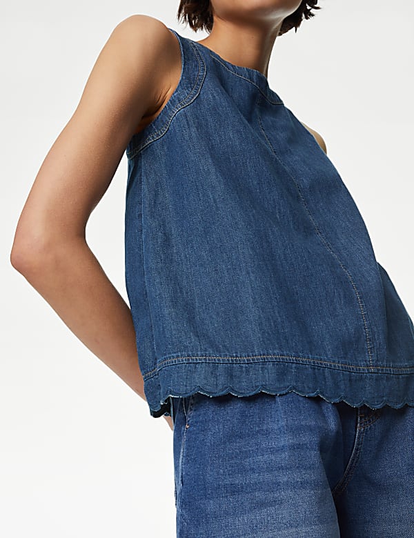 Denim Crew Neck Vest Top