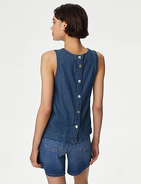 Denim Crew Neck Vest Top