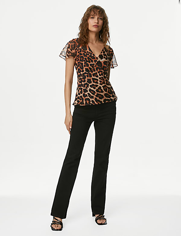 Animal Print V-Neck Top
