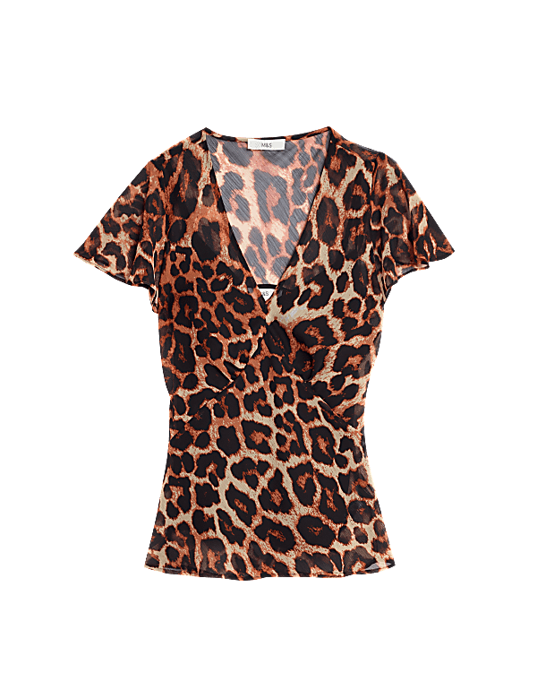 Animal Print V-Neck Top