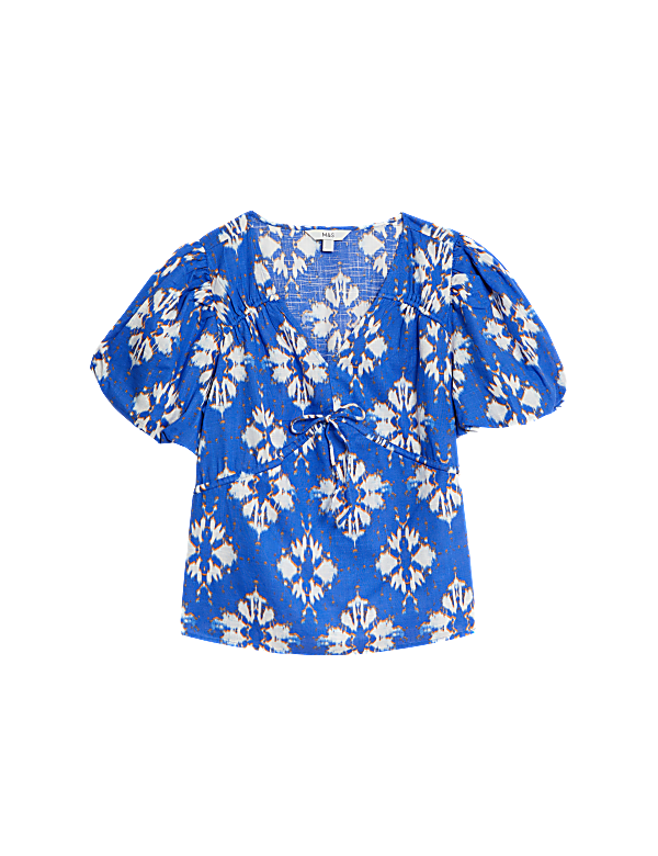 Pure Cotton Printed V-Neck Blouse