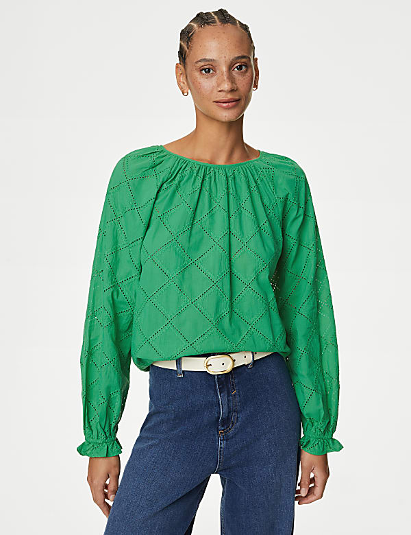 Pure Cotton Broderie Blouse