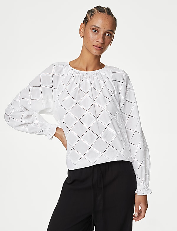 Pure Cotton Broderie Blouse