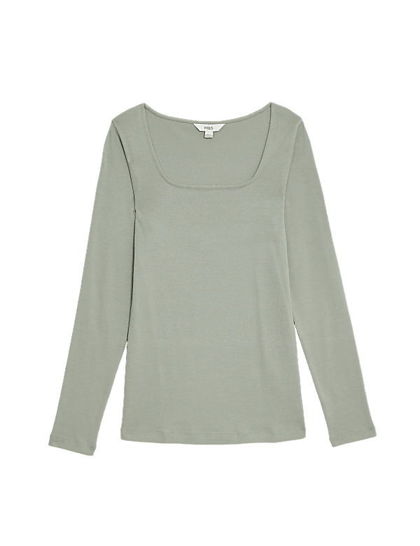 Pure Cotton Square Neck Slim Fit Top
