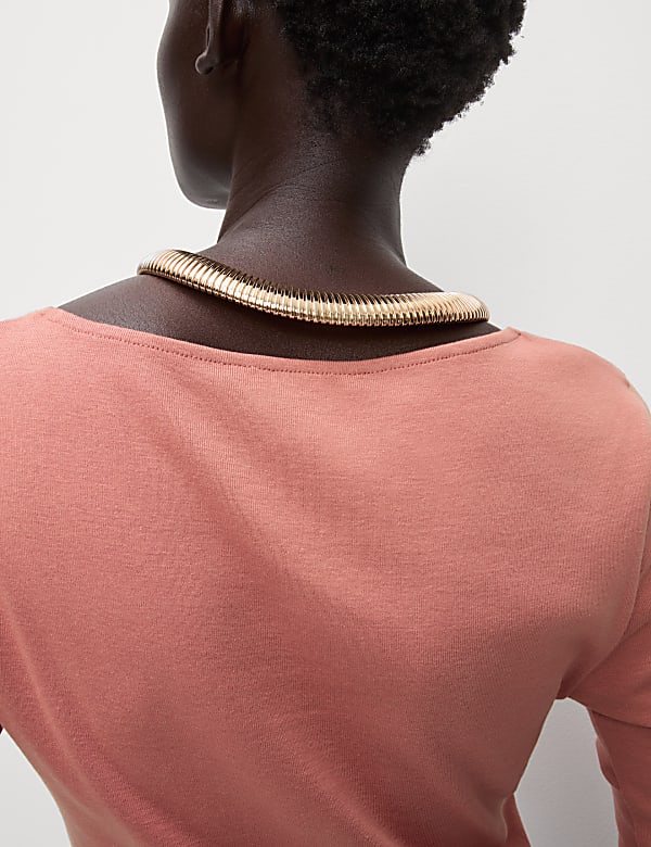Pure Cotton Square Neck Slim Fit Top