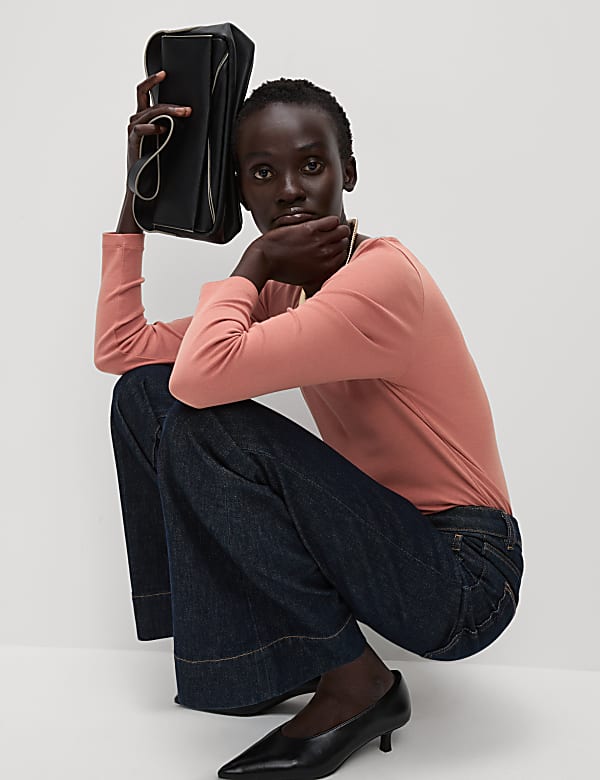 Pure Cotton Square Neck Slim Fit Top