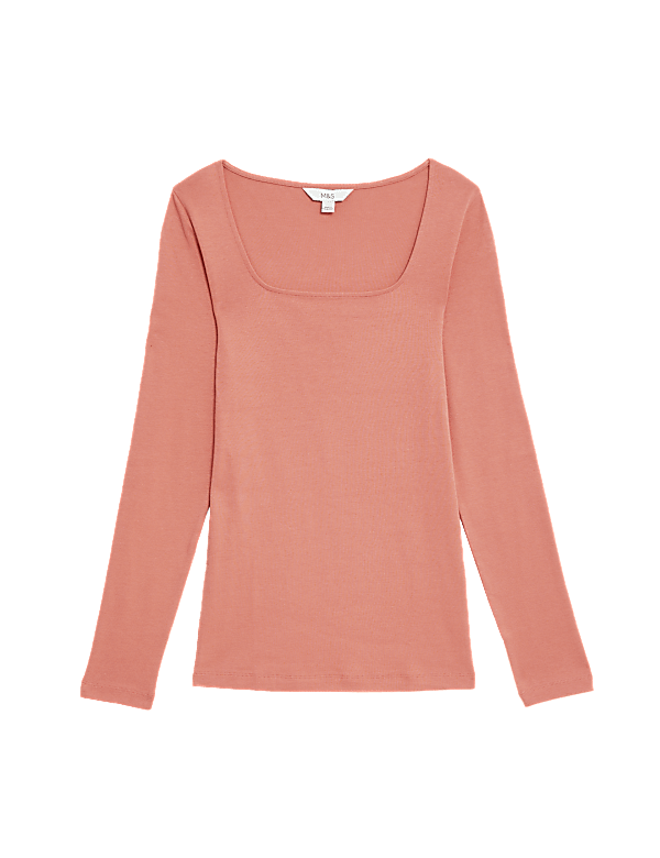 Pure Cotton Square Neck Slim Fit Top