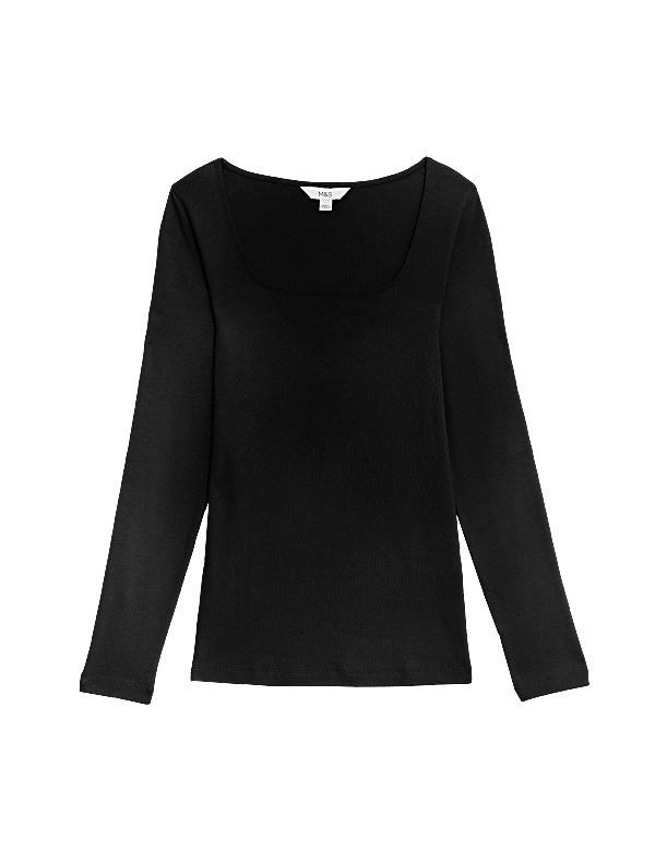 Pure Cotton Square Neck Slim Fit Top