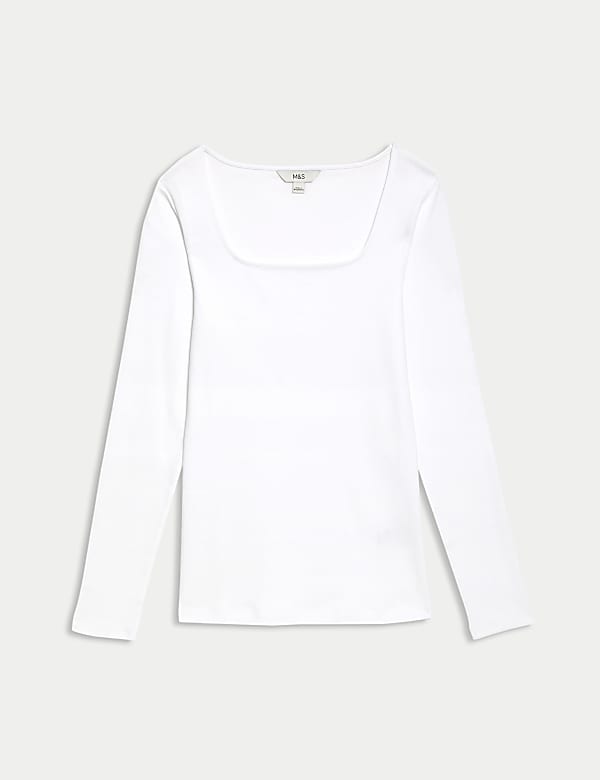 Pure Cotton Square Neck Slim Fit Top - EE