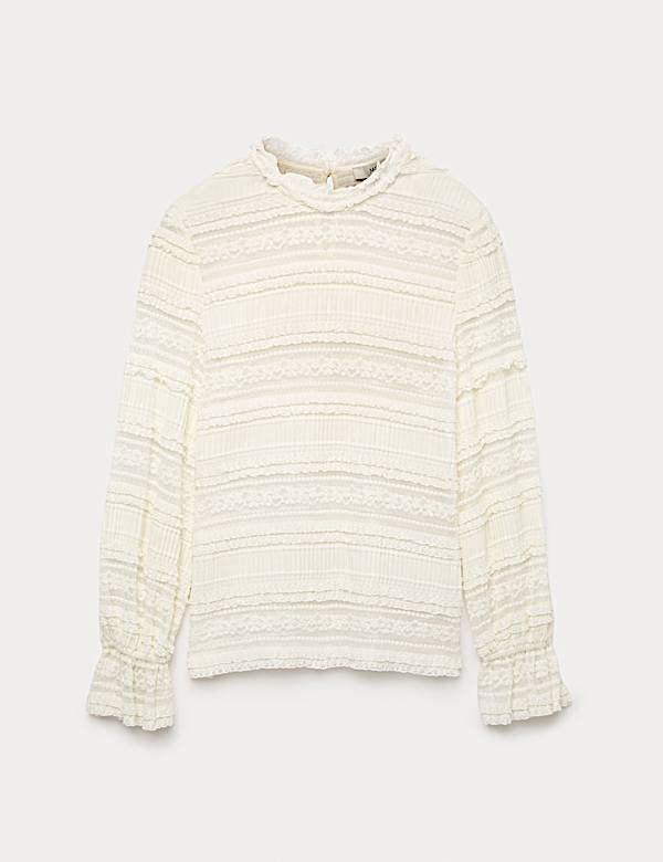 Lace High Neck Blouse with Cotton - DK