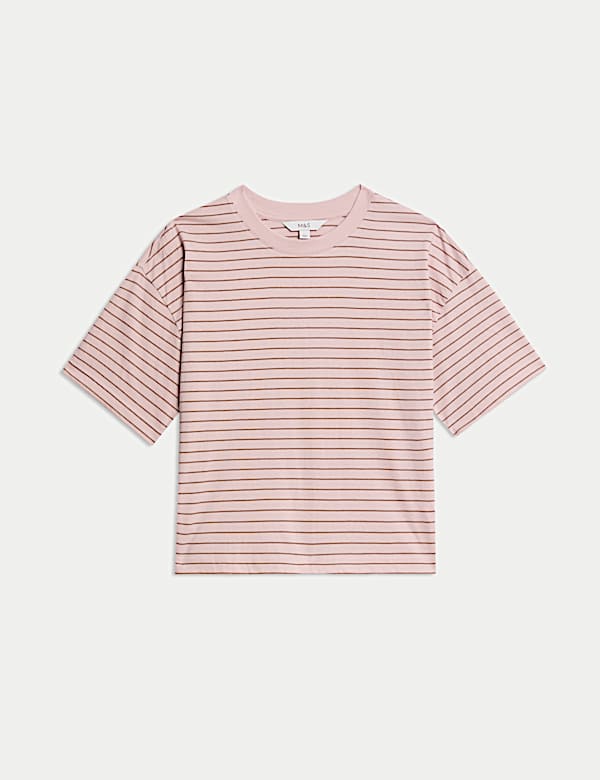 Pure Cotton Relaxed Striped Boxy T-Shirt - LT
