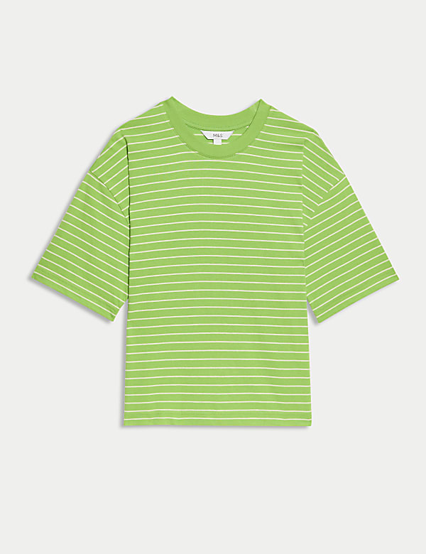 Ριγέ T-shirt σε τετράγωνη γραμμή από 100% βαμβάκι - GR