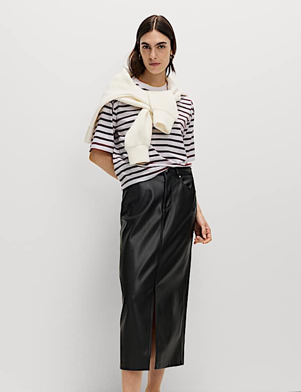 Pure Cotton Relaxed Striped Boxy T-Shirt - CH