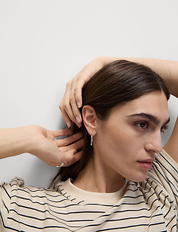 T-shirt boxy coupe décontractée 100 % coton à rayures - CA