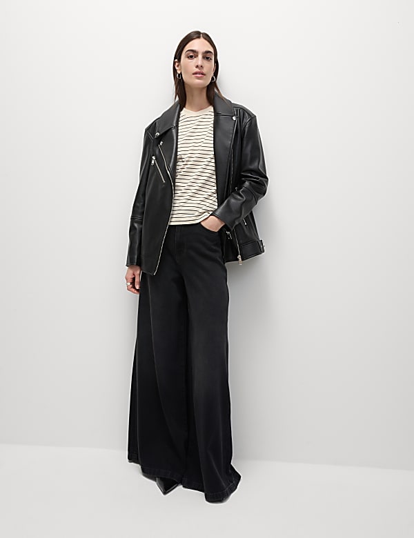 T-shirt boxy coupe décontractée 100 % coton à rayures - CA