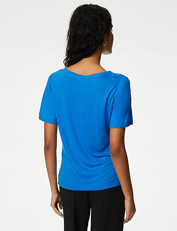 Linen Blend V-Neck Top