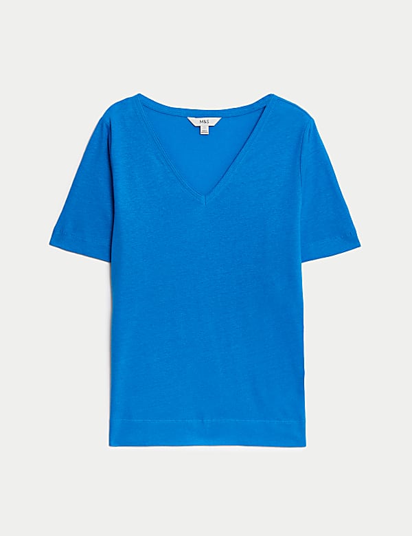 Linen Blend V-Neck Top - AL