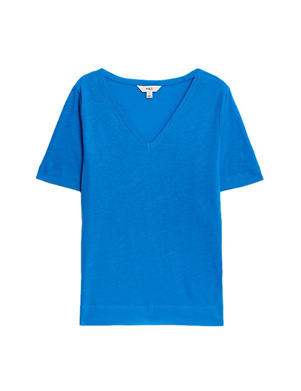 Linen Blend V-Neck Top