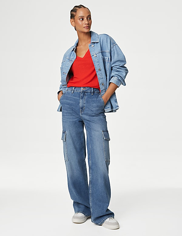 Linen Blend V-Neck Top