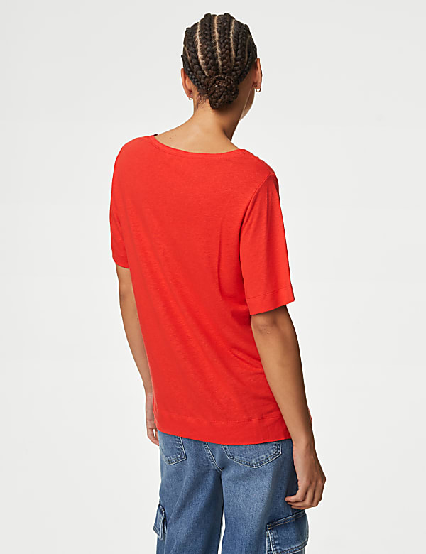 Linen Blend V-Neck Top
