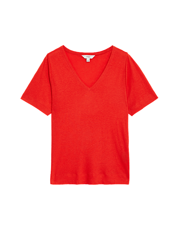 Linen Blend V-Neck Top