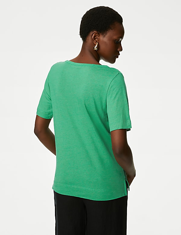 Linen Blend V-Neck Top