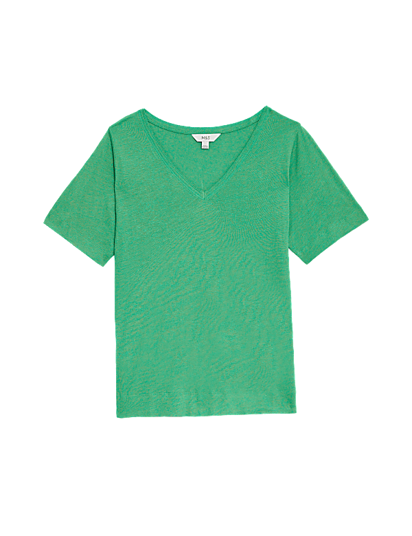 Linen Blend V-Neck Top