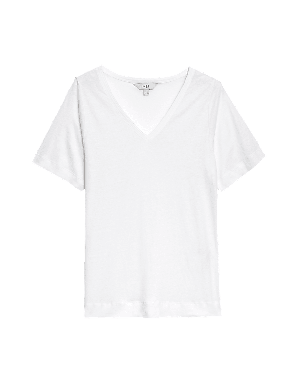 Linen Blend V-Neck Top