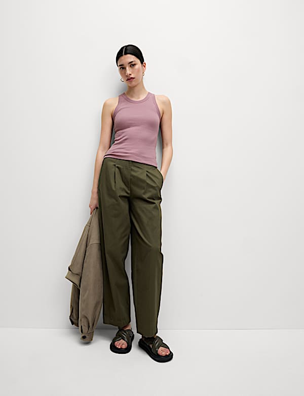 Cotton Rich Ribbed Scoop Neck Bra Vest Top