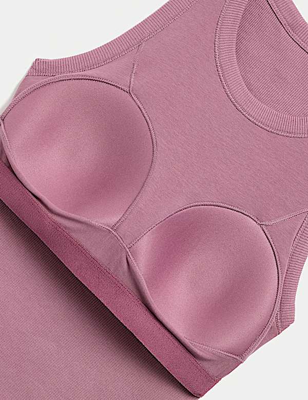 Cotton Rich Ribbed Scoop Neck Bra Vest Top