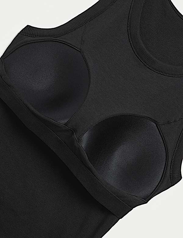 Cotton Rich Ribbed Scoop Neck Bra Vest Top