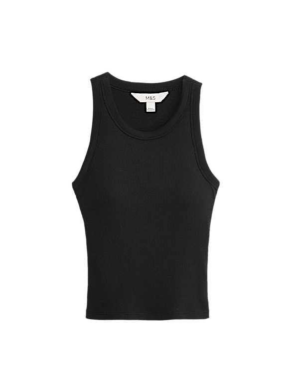 Cotton Rich Ribbed Scoop Neck Bra Vest Top