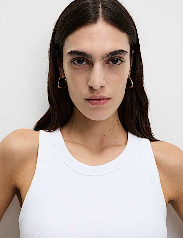 Cotton Rich Ribbed Scoop Neck Bra Vest Top - US