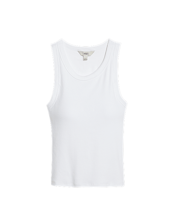 Cotton Rich Ribbed Scoop Neck Bra Vest Top
