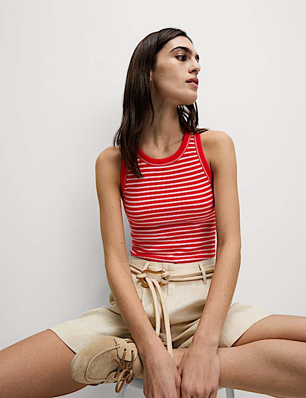 Cotton Rich Striped Secret Support Vest