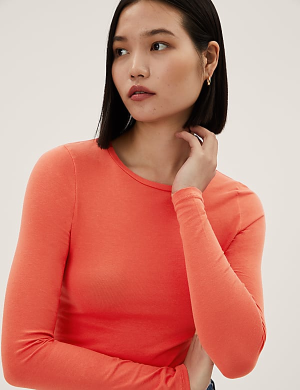 Cotton Rich Slim Fit Long Sleeve Top