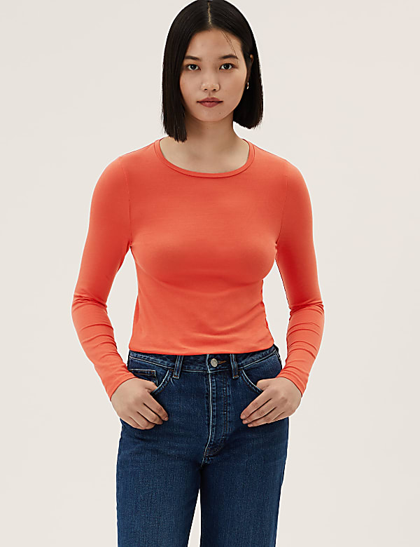 Cotton Rich Slim Fit Long Sleeve Top