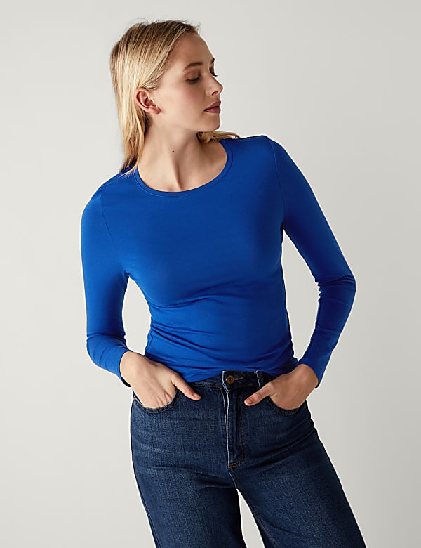 Cotton Rich Slim Fit Long Sleeve Top