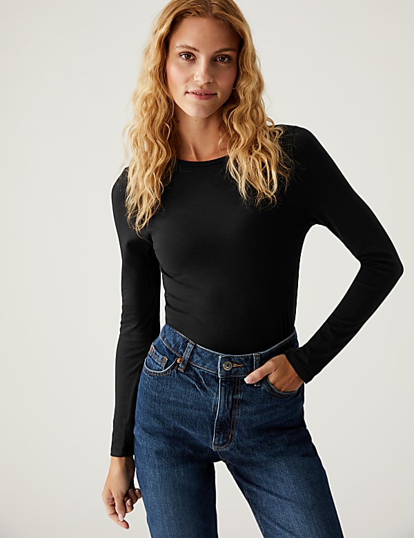 Cotton Rich Slim Fit Long Sleeve Top