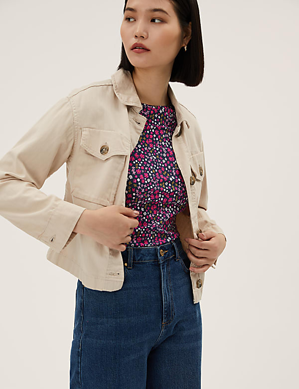 Cotton Rich Printed Slim Fit Top