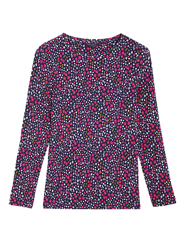 Cotton Rich Printed Slim Fit Top