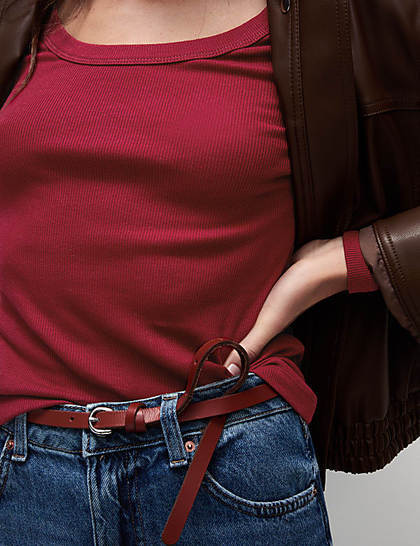 Cotton Rich Ribbed Scoop Neck Top - ID