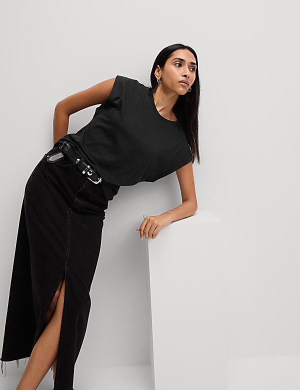 Pure Cotton Oversized Cap Sleeve T-Shirt - ID