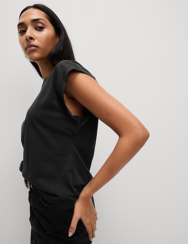 Pure Cotton Oversized Cap Sleeve T-Shirt - ID